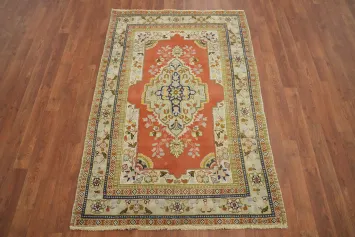 Vintage Wool Orange Tabriz Persian Rug 3x5