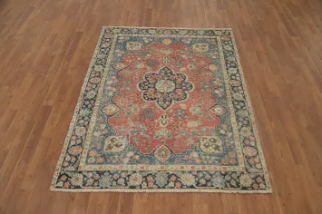 Antique Wool Floral Tabriz Persian Rug 4x6