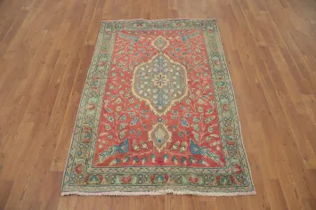 Vintage Wool Floral Tabriz Persian Rug 3x5