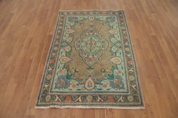 Vintage Geometric Tabriz Persian Rug 3x5