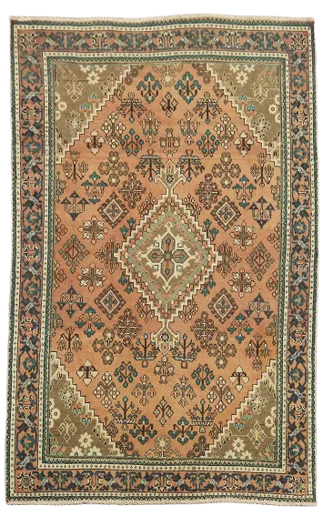 Vintage Geometric Joshaghan Persian Rug 4x7