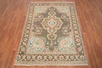 Vintage Wool Medallion Tabriz Persian Area Rug 4x6