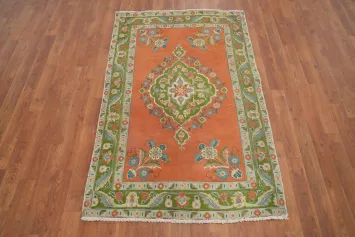 Orange Wool Tabriz Persian Rug 3x5