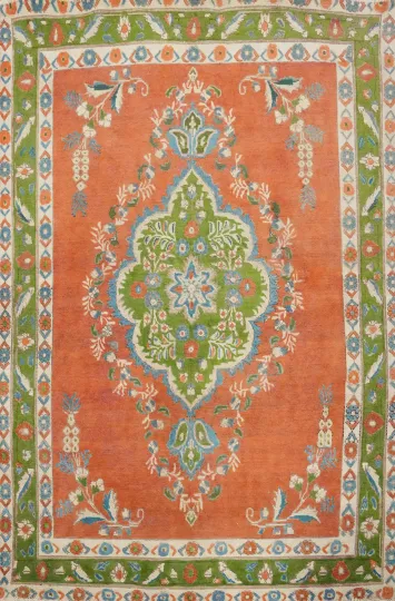 Vintage Wool Medallion Tabriz Persian Rug 5x6