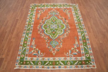 Vintage Wool Medallion Tabriz Persian Rug 5x6