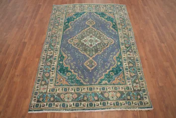 Vintage Geometric Tabriz Persian Rug 5x6
