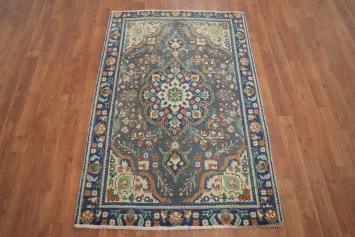 Vintage Floral Wool Tabriz Persian Rug 3x5