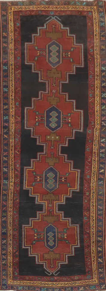 Handmade Wool Ardebil Persian Runner Rug 4x13