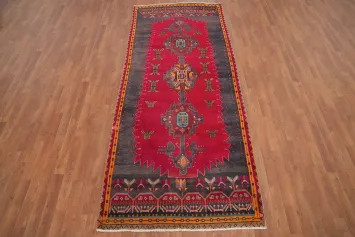 Vintage Geometric Tabriz Persian Runner Rug 4x10