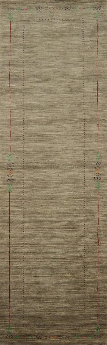 Elegant Earth-Toned Gabbeh Runner Rug 3x11