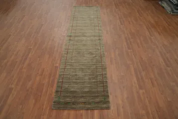 Elegant Earth-Toned Gabbeh Runner Rug 3x11