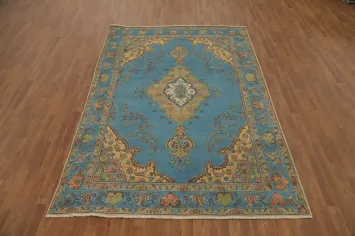 Handmade Blue Tabriz Persian Area Rug 6x9
