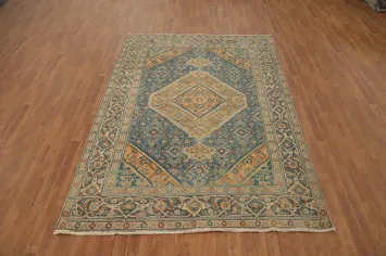 Blue Geometric Tabriz Persian Area Rug 6x9
