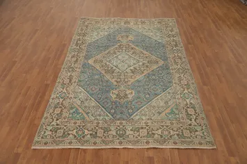 Light Blue Geometric Tabriz Persian Area Rug 6x9