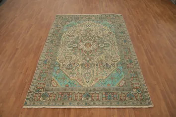 Geometric Wool Tabriz Persian Area Rug 6x9