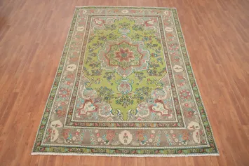 Light Green Wool Tabriz Persian Area Rug 6x10