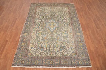 Vintage Geometric Tabriz Persian Area Rug 6x9