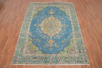 Traditional Blue Tabriz Persian Area Rug 7x9