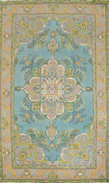 Light Blue Traditional Tabriz Persian Area Rug 7x10