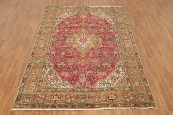 Vintage Wool Tabriz Persian Area Rug 7x9