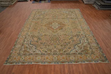 Vintage Floral Tabriz Persian Area Rug 10x13