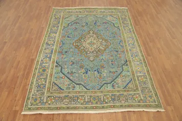 Handmade Blue Tabriz Persian Area Rug 6x9