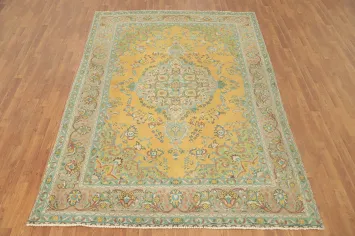 Vintage Wool Floral Tabriz Persian Area Rug 7x10