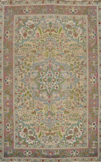 Vintage Wool Floral Tabriz Persian Area Rug 6x10