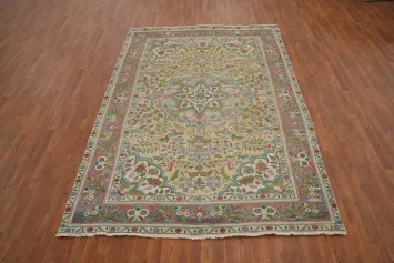 Vintage Wool Floral Tabriz Persian Area Rug 6x10