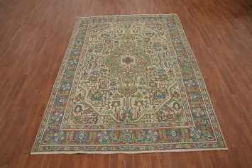 Vintage Wool Tabriz Persian Area Rug 7x9