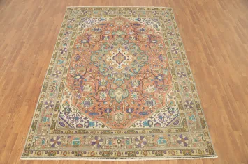 Vintage Wool Tabriz Persian Area Rug 6x9