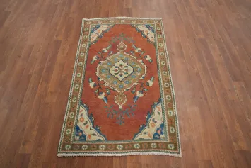 Orange Wool Medallion Tabriz Persian Rug 3x4