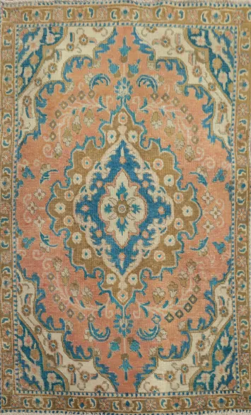 Vintage Wool Floral Tabriz Persian Rug 3x5