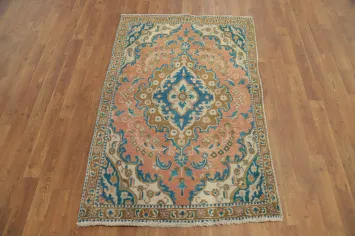 Vintage Wool Floral Tabriz Persian Rug 3x5