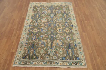 Vintage Floral Wool Tabriz Persian Rug 4x7