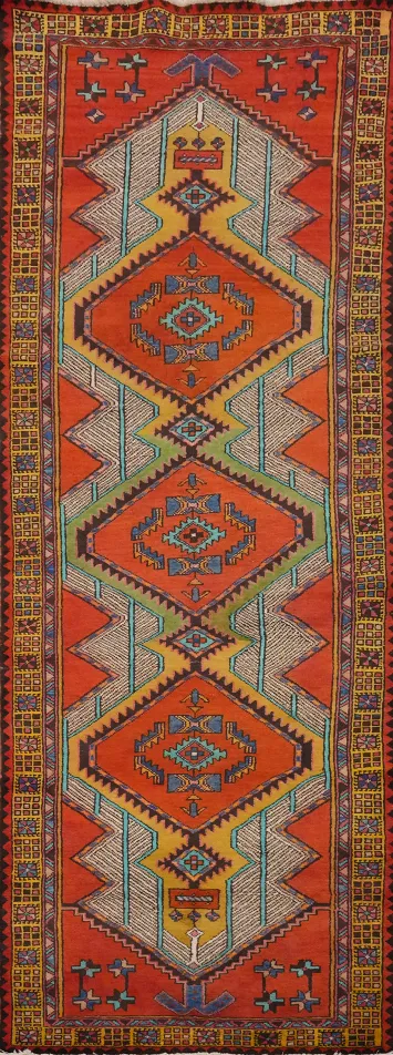 Handmade Wool Ardebil Persian Runner Rug 3x10
