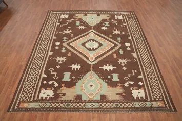 Vegetable Dye Wool Kilim Handwoven Area Rug 8x10