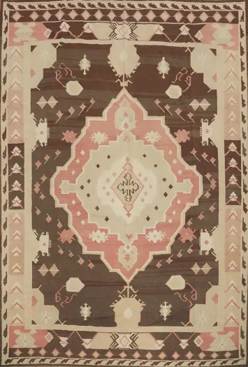 Tribal Wool Kilim Vegetable Dye Area Rug 10x12