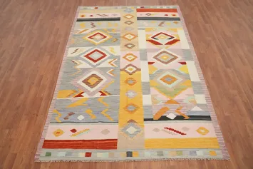 Tribal Wool Kilim Vegetable Dye Area Rug 6x9