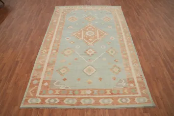Vegetable Dye Wool Kilim Handwoven Area Rug 6x10