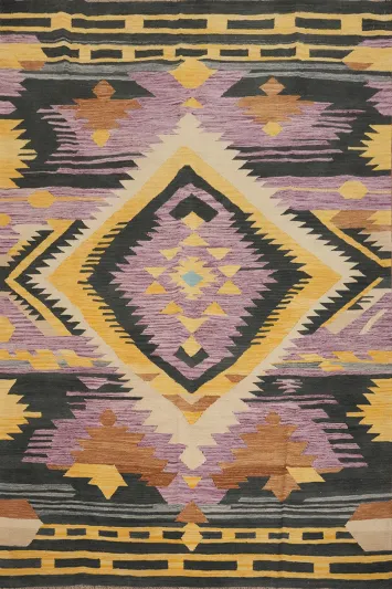 Vegetable Dye Wool Kilim Handwoven Area Rug 6x8
