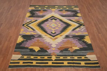 Vegetable Dye Wool Kilim Handwoven Area Rug 6x8