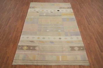 Geometric Wool Kilim Handwoven Area Rug 6x9