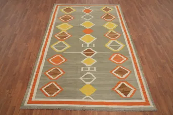 Geometric Wool Kilim Handwoven Area Rug 6x9