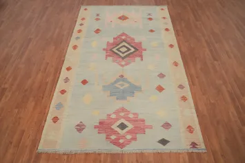 Vegetable Dye Wool Kilim Handwoven Area Rug 5x9