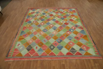 Geometric Kilim Vegetable Dye Area Rug 8x10