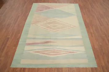 Whimsical Geometric Pastel Kilim Area Rug 6x9 for Artistic Homes