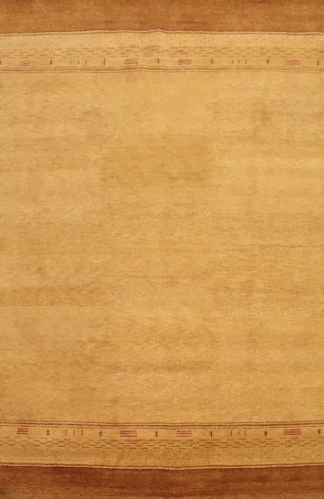 Sophisticated Gold and Copper Handmade Gabbeh Area Rug 8x11