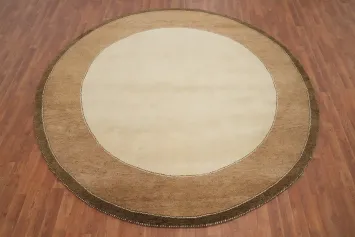 Elegant Round Beige and Brown Gabbeh Rug 8x8 for Cozy Living Spaces