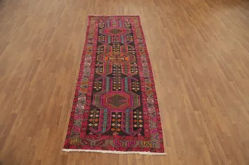 Vintage Geometric Ardebil Persian Runner Rug 4x10